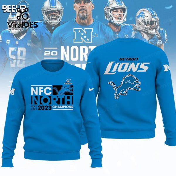 2023 Detroit Lions NFC North Division Champions Blue Combo Hoodie, Jogger, Cap