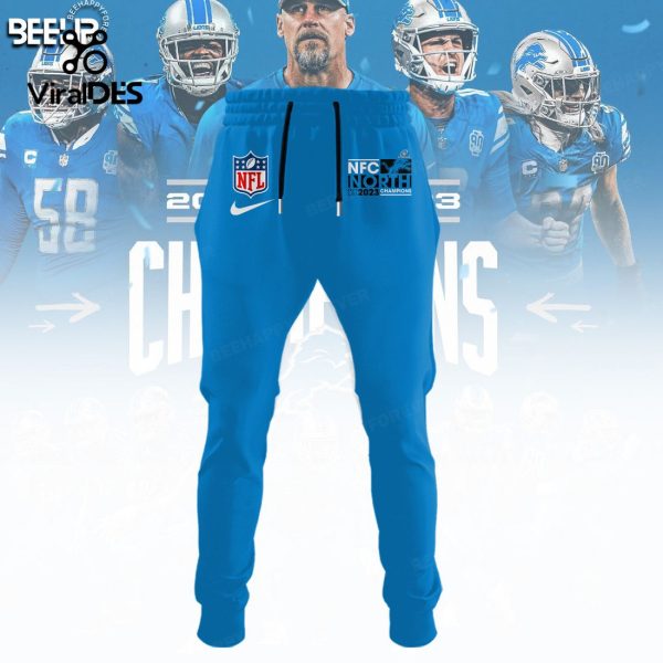 2023 Detroit Lions NFC North Division Champions Blue Combo Hoodie, Jogger, Cap