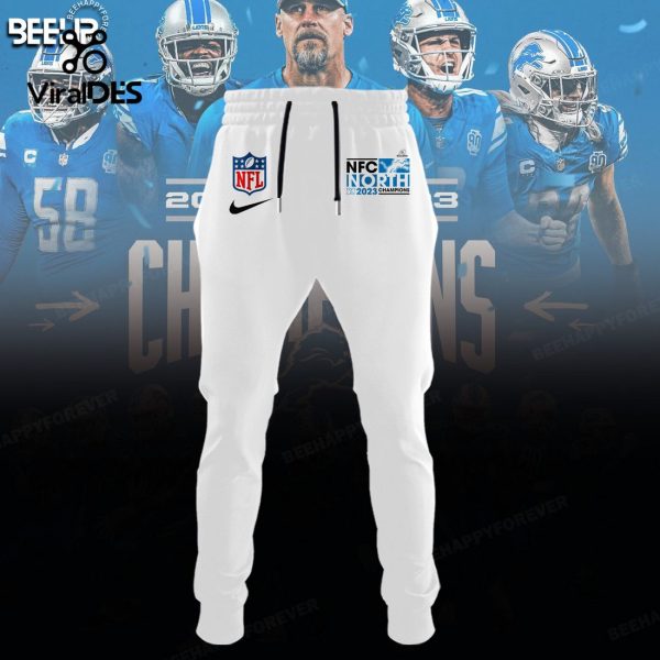 2023 Detroit Lions NFC North Division Champions Combo White Hoodie, Jogger, Cap