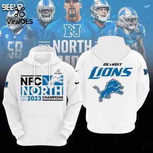 2023 Detroit Lions NFC North Division Champions Combo White Hoodie, Jogger, Cap
