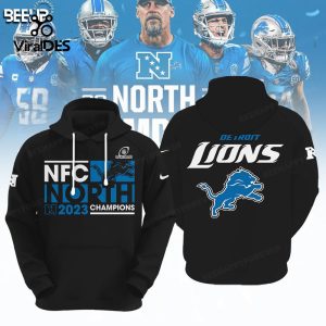 NFC North 2023 Champions Detroit Lions Black Sports Hoodie 3D