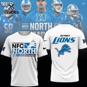 NFC North 2023 Champions Detroit Lions White Sports Hoodie 3D