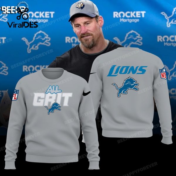 Detroit Lions All Grit NFC North Grey Champions Hoodie 3D Limited