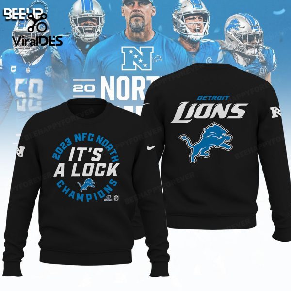 Detroit Lions It’s A Lock 2023 Division Champions Black Combo Hoodie, Jogger, Cap