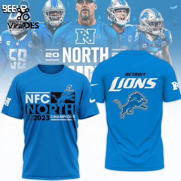 Detroit Lions NFC North 2023 Champions Blue Sports Hoodie 3D