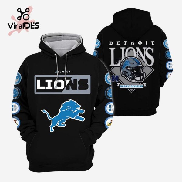 Detroit Lions North Division Team Logo Design Black Hoodie 3D