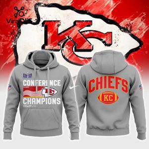 Kansas City Chiefs AFC Conference 2023 Champions Grey Hoodie, Jogger, Cap