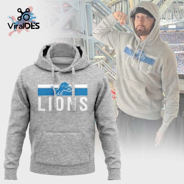 Eminem & Detroit Lions 2023 Champions Grey Hoodie 3D LIMITED EDITION