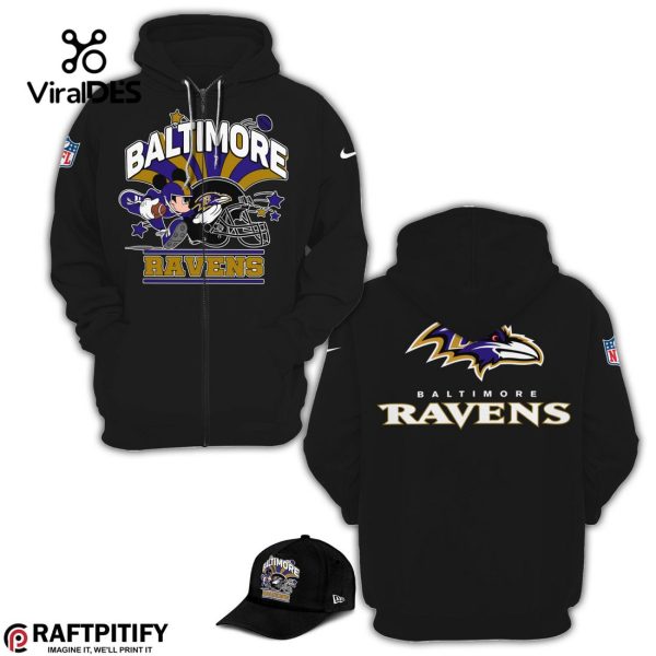 Limited 2024 Baltimore Ravens Mickey Player Combo Black Hoodie, Jogger, Cap