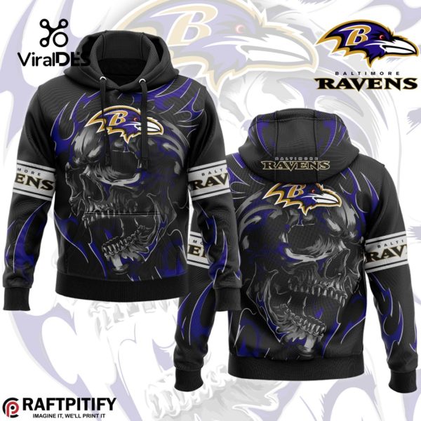 Limited Baltimore Ravens Punisher Skull Style Black Hoodie, Jogger, Cap