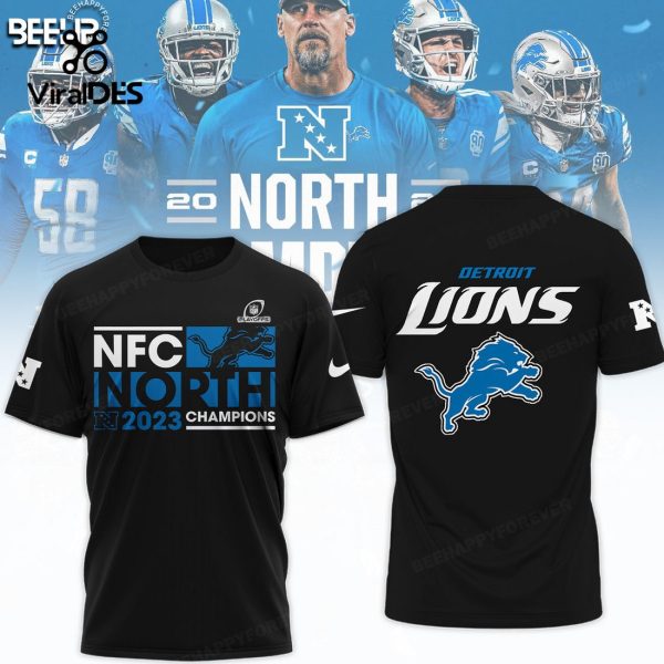 NFC North 2023 Champions Detroit Lions Black Sports Hoodie 3D