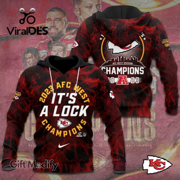 2023 Kansas City Chiefs AFC West Champions It’s A Lock Special Hoodie 3D Design