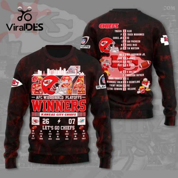 2024 AFC Wild Carld Playoffs Winners Kansas City Chiefs Let’s Go Chiefs Hoodie 3D Limited