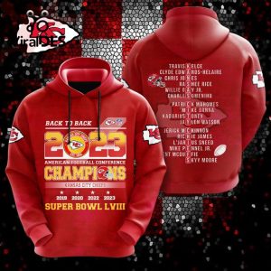 Back To Back 2023 Football Champions Kansas City Chiefs Special Apparels Red Hoodie 3D