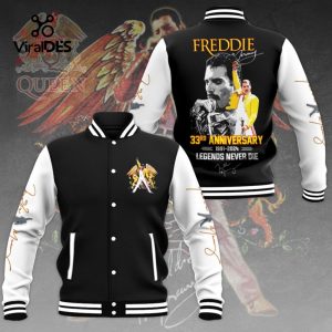 33rd Anniversary Freddie Mercury Legends Never Die Black Baseball Jacket, Sport Jacket