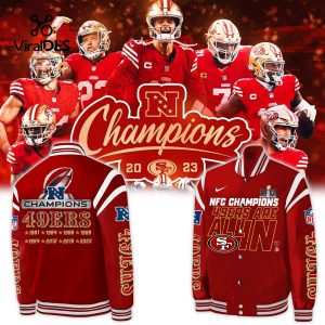 San Francisco 49ers Are All In Championship Team Red Baseball Jacket, Jogger, Cap