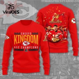 Chiefs Kingdom 2023 AFC Champions Kansas City Chiefs Red Hoodie 3D Limited