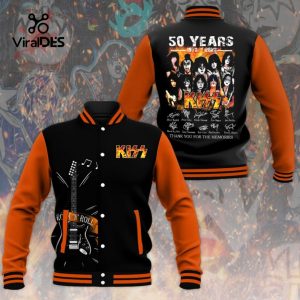 50 Years Of Kiss Band Rock Roll Signatures Black Baseball Jacket, Sport Jacket