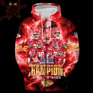 NFL Kansas City Chiefs LVIII Super Bowl Champions Back To Back Red Style Hoodie 3D