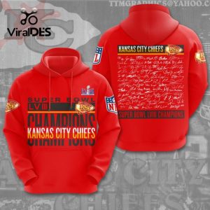 Super Bowl LVIII Champions Kansas City Chiefs Special Signatures Design Hoodie 3D