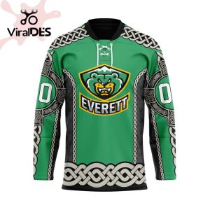 Custom Everett Silvertips St Patrick Day Custom Name Custom Number Team Hockey Jersey