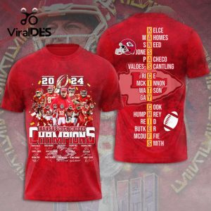 2024 Kansas City Chiefs Champions Signatures Design Red Hoodie 3D Limited