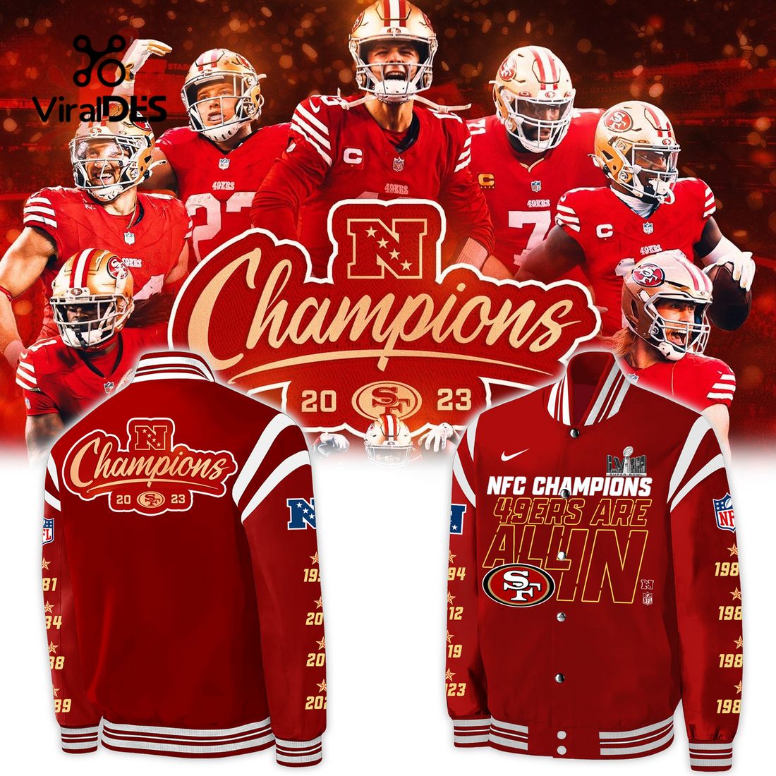 Are All In San Francisco 49ers Championship Team Red Baseball Jacket, Jogger, Cap