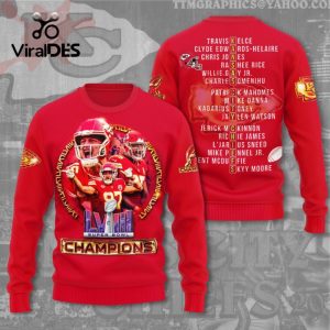 LVIII Super Bowl Champions Kansas City Chiefs Super Stars Team Red Hoodie 3D