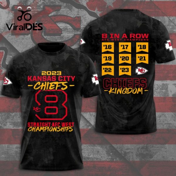 Chiefs Kingdom 2023 Kansas City Chiefs Straight AFC West Championships Black Hoodie 3D