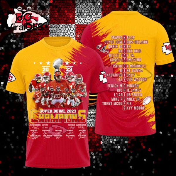 Chiefs Super Bowl 2023 Champions Kansas City Chiefs Super Stars Team Signatures Hoodie 3D