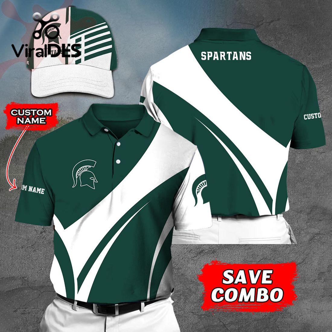 Custom Name Michigan State Spartans Polo, Cap Limited Edition Custom Name Michigan State Spartans Polo, Cap Limited Edition
