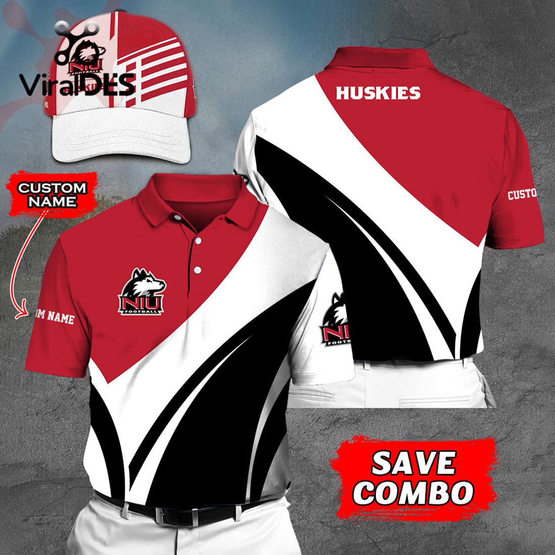 Custom Name Northern Illinois Huskies Polo, Cap Limited Edition Custom Name Northern Illinois Huskies Polo, Cap Limited Edition