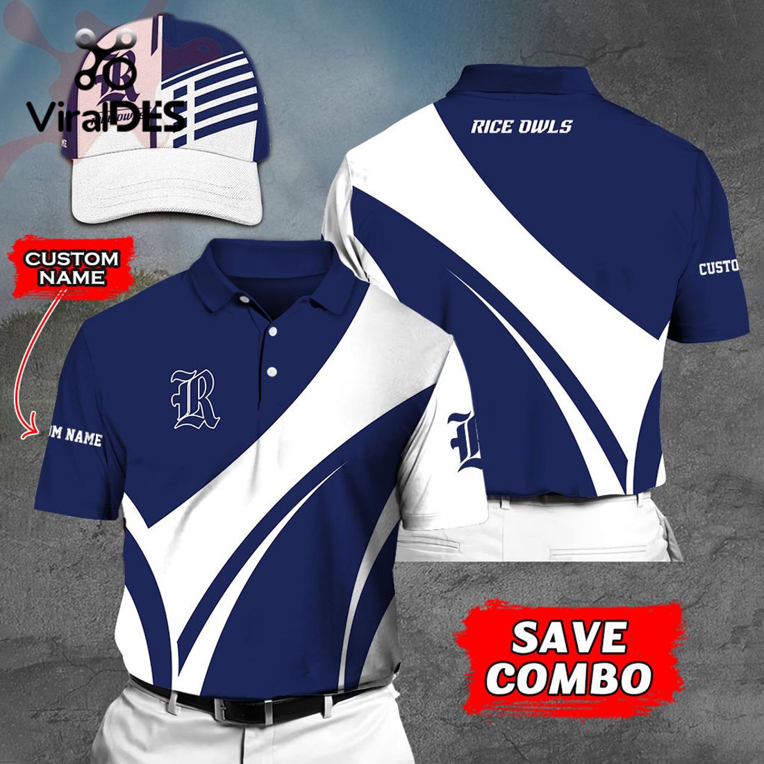 Custom Name Rice Owls Polo, Cap Limited Edition Custom Name Rice Owls Polo, Cap Limited Edition