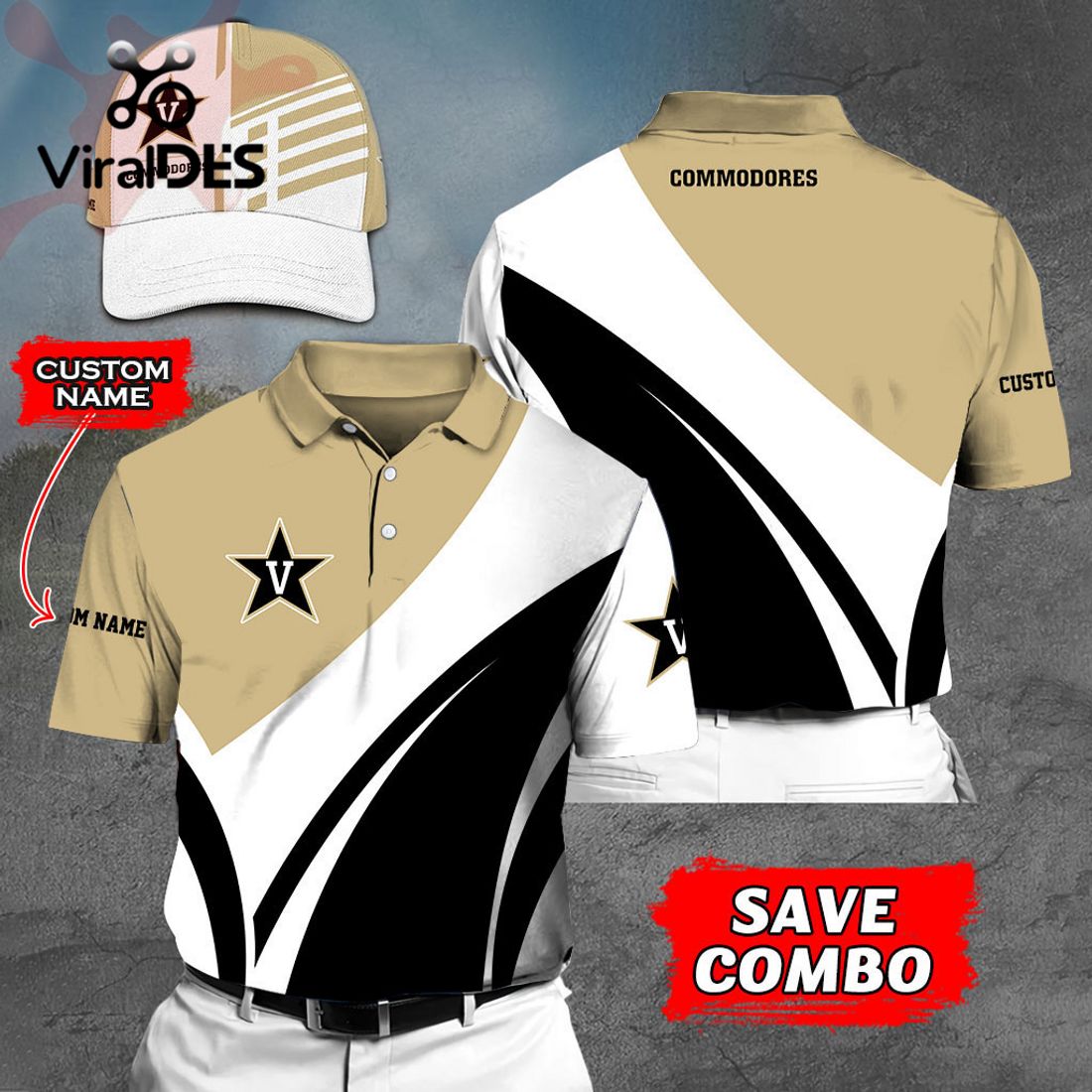 Custom Name Vanderbilt Commodores Polo, Cap Limited Edition Custom Name Vanderbilt Commodores Polo, Cap Limited Edition