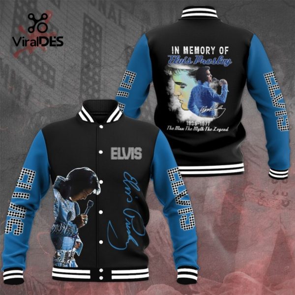 In Memory Of Elvis Presley Special Signatures Black Baseball Jacket, Sport Jacket