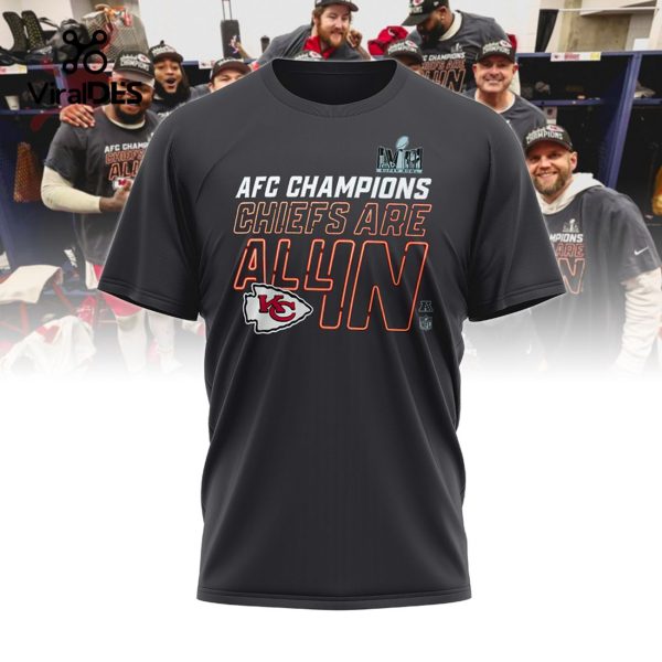 Kansas City Chiefs 2023 AFC Champions Locker Room Trophy Black T-Shirt, Jogger, Cap