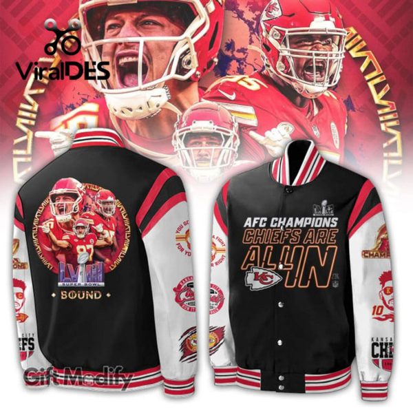 Kansas City Chiefs AFC Champions Chiefs Are All In Black Design Baseball Jacket