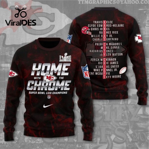 Kansas City Chiefs Home With The Chrome Super Bowl LVIII Champions Hoodie 3D