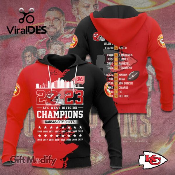 Kansas City Chiefs New Super Bowl AFC West Division Champions Red Hoodie 3D