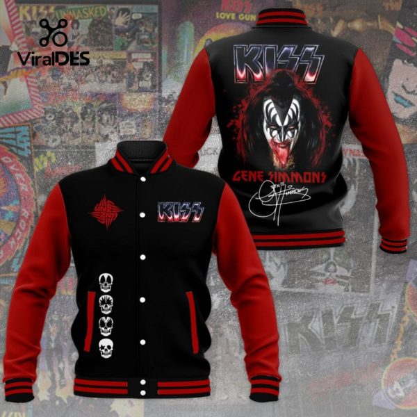 Kiss Band Gene Simmons Signatures Black Baseball Jacket, Sport Jacket