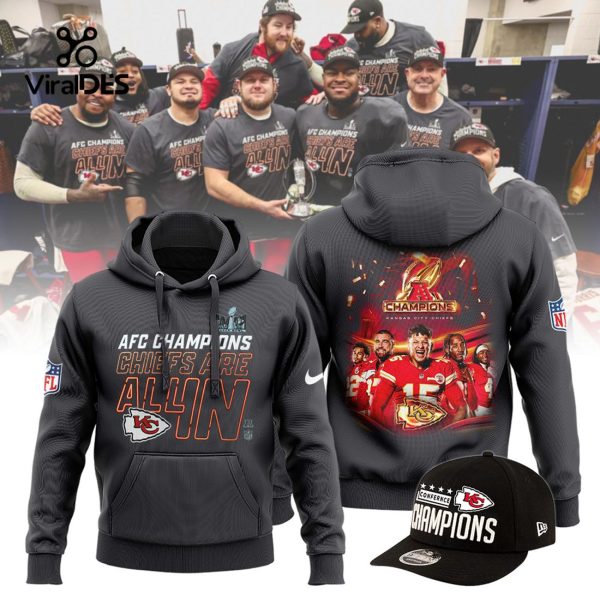 Limited 2023 AFC Champions Kansas City Chiefs Are All In Black Hoodie, Jogger, Cap