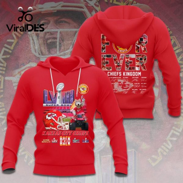 LVIII Super Bowl Kansas City Chiefs Back 2 Back Luxury Design Red Hoodie 3D