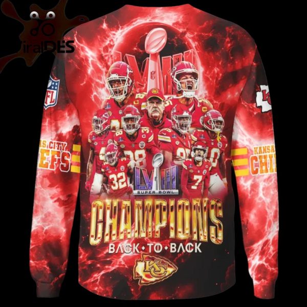 NFL Kansas City Chiefs LVIII Super Bowl Champions Back To Back Red Style Hoodie 3D