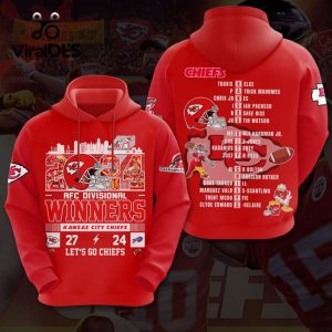 2024 AFC Divisional Winners Kansas City Chiefs Let’s Go Chiefs Red Hoodie 3D