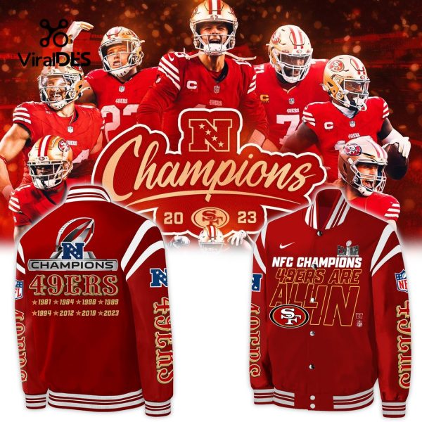 San Francisco 49ers Are All In Championship Team Red Baseball Jacket, Jogger, Cap