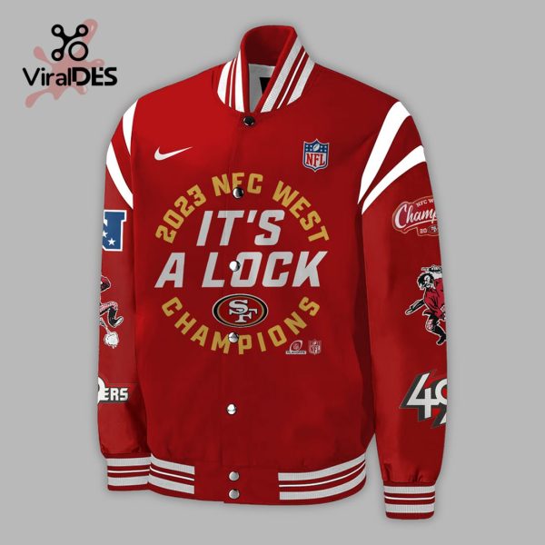 San Francisco 49ers It’s A Lock NFC West Champions Red Baseball Jacket, Jogger, Cap