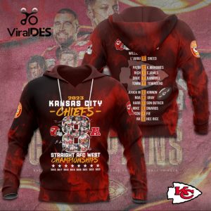 2023 Kansas City Chiefs Straight AFC Championships Signatures Design Hoodie 3D