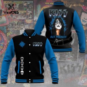 Kiss Band Ace Frehley Signatures Black Baseball Jacket, Sport Jacket