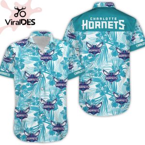 NBA Charlotte Hornets White Teal Tropical Flowers Hawaiian Shirt