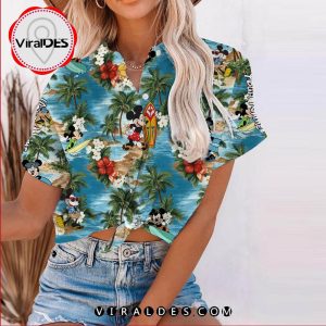 Custom Name Mickey Mouse Beach Vibes Pattern Set Of Hawaiian Shirts, Flip Flop